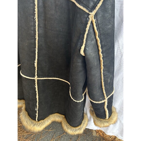 JORDAN CRAIG 4XL Shearling Faux Fur Suede Coat Jacket Brown Soft Oversize Retro - Picture 10 of 16